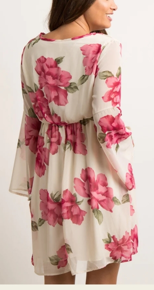 Pinkblush Ivory Floral Chiffon Wrap Maternity Dress - Picture 5 of 7